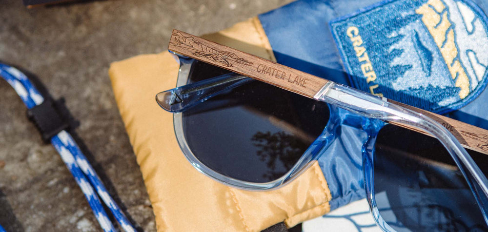 Lake*Engraved Walnut*Basic Polarized Blue + Lake*Engraved Walnut*HD Plus Polarized Blue | CAMP Arrowcrest Lake Sunglasses