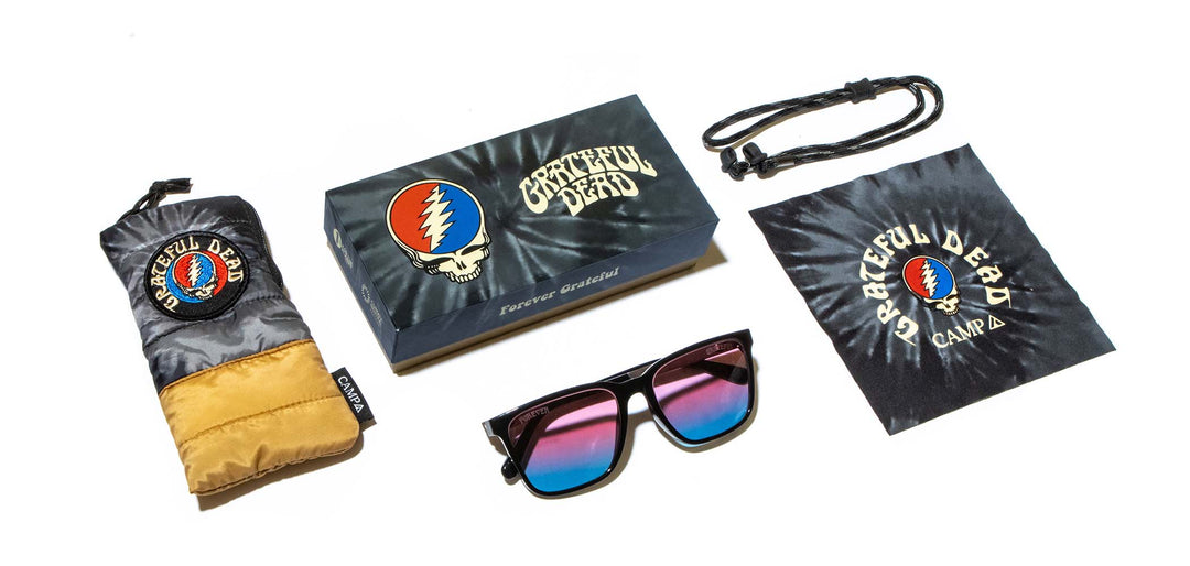 Black*Walnut*Basic Polarized Sunset + Black*Walnut*HD Plus Polarized Sunset + Black*Walnut*rx | CAMP Crag Black Grateful Dead Stealie Sunglasses