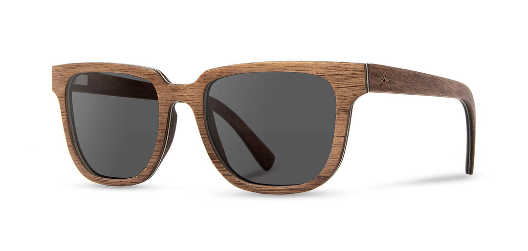 Walnut*Grey + Walnut*Grey Polarized | Shwood Prescott Wood Sunglasses Walnut