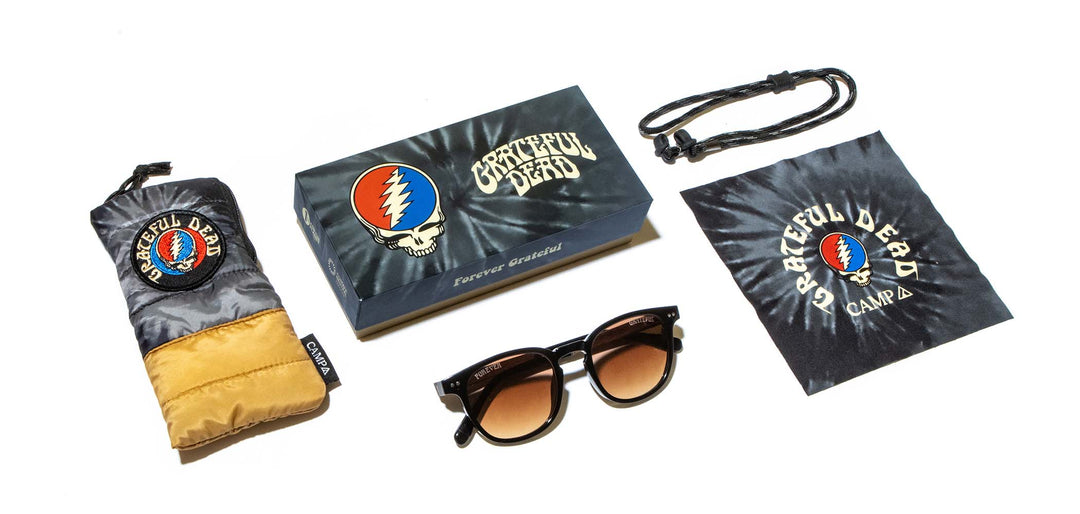 Black*Walnut*Basic Polarized Brown Fade + Black*Walnut*HD Plus Polarized Brown Fade + Black*Walnut*rx | CAMP Topo Black Grateful Dead Stealie Sunglasses