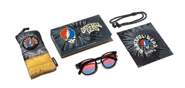Black*Walnut*Basic Polarized Sunset + Black*Walnut*HD Plus Polarized Sunset + Black*Walnut*rx | CAMP Topo Black Grateful Dead Stealie Sunglasses